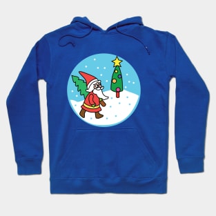 santa claus with christmas tree Hoodie